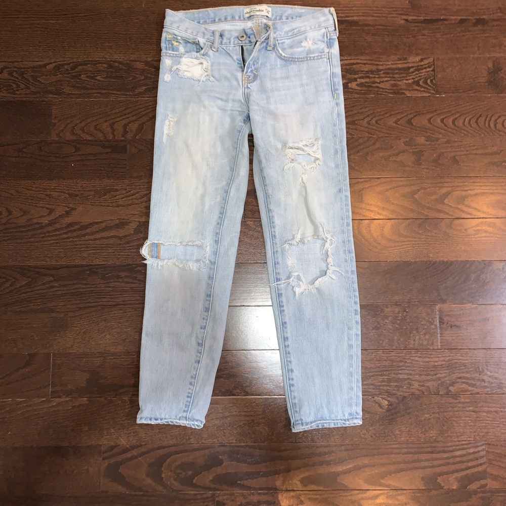 Abercrombie Kids Light Wash Distressed Jeans